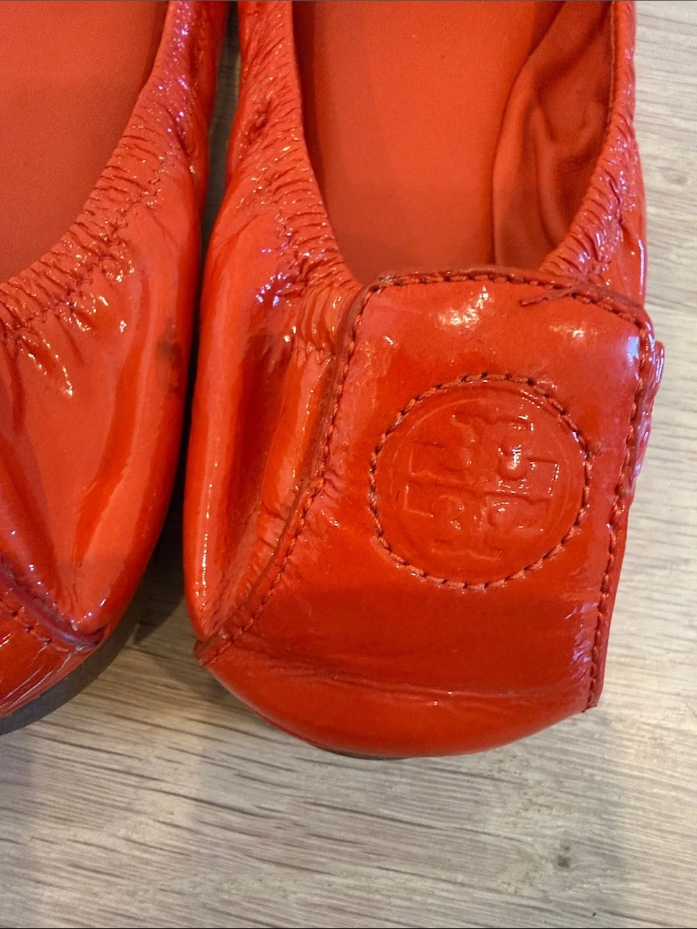 Tory Burch Orange Patent Leather Ballet Flats - Women